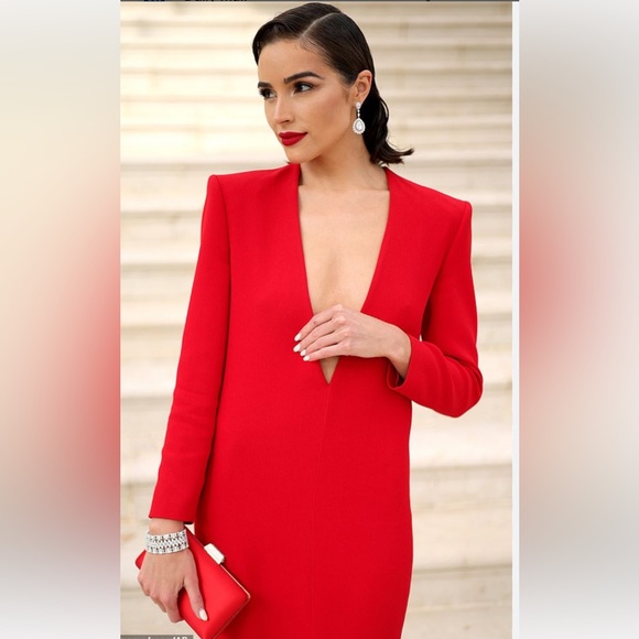 SAINT LAURENT Plunging Crepe Column Dress - Picture 15 of 16